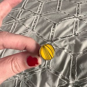 Adjustable yellow polka dot ring
